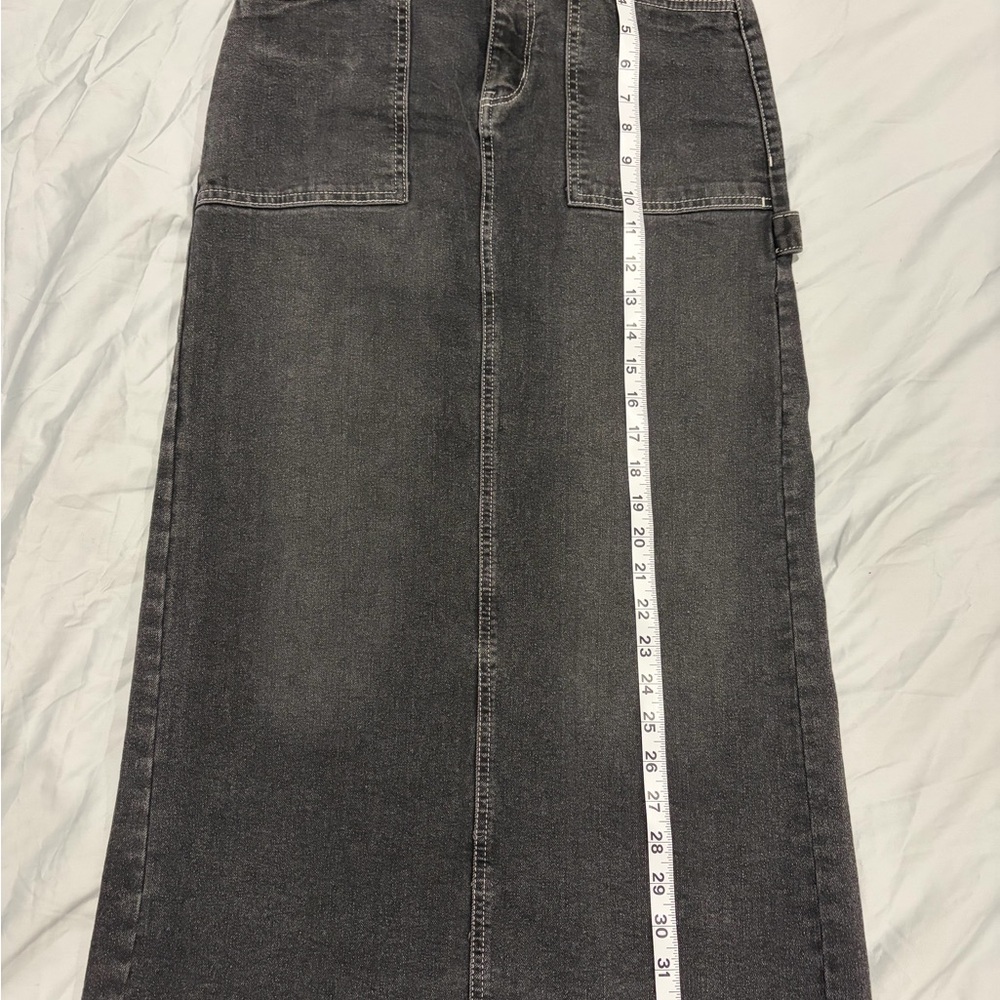 Gray Denim Midi Skirt